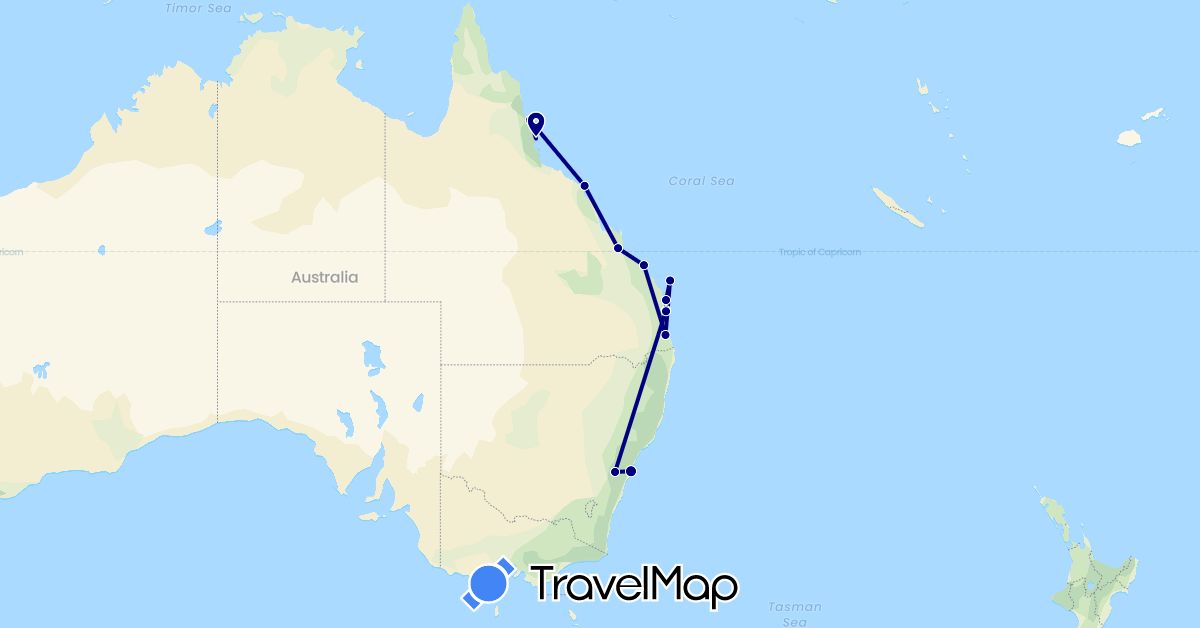 TravelMap itinerary: driving in Australia (Oceania)